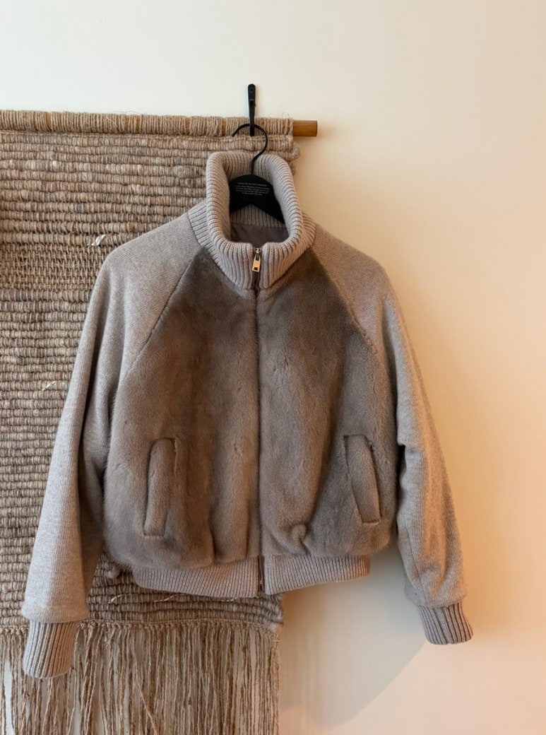 니트 밍크 자켓